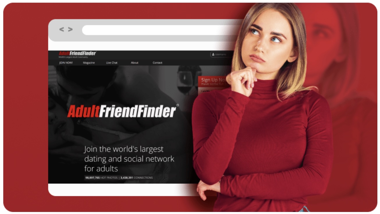 Image promoting Adult Friend Finder dating site