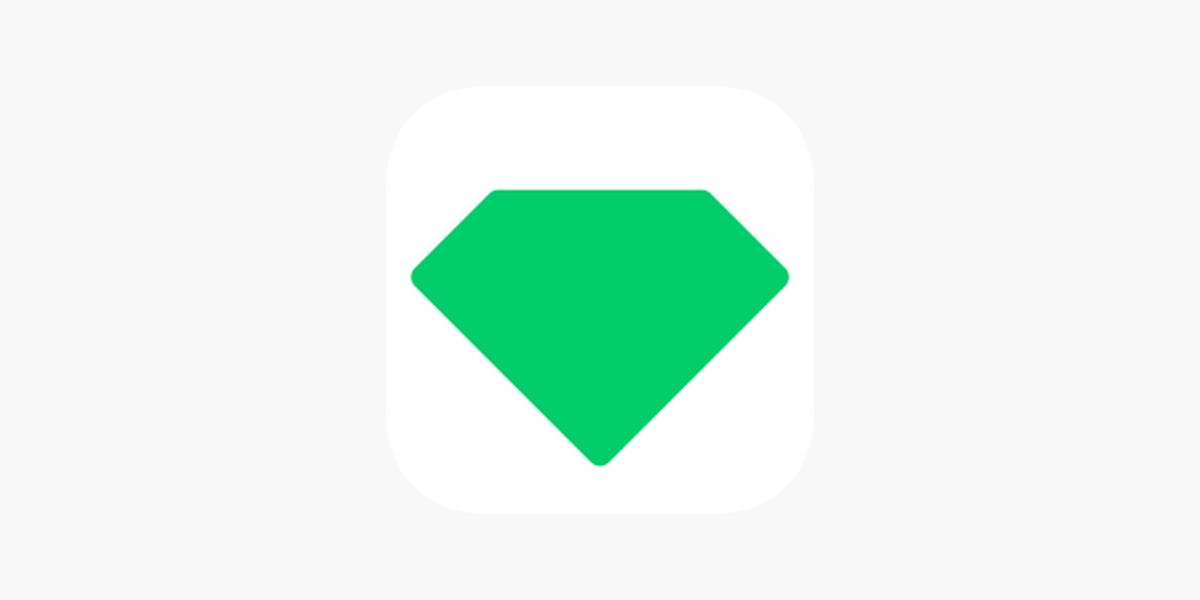 A green diamond on a white background